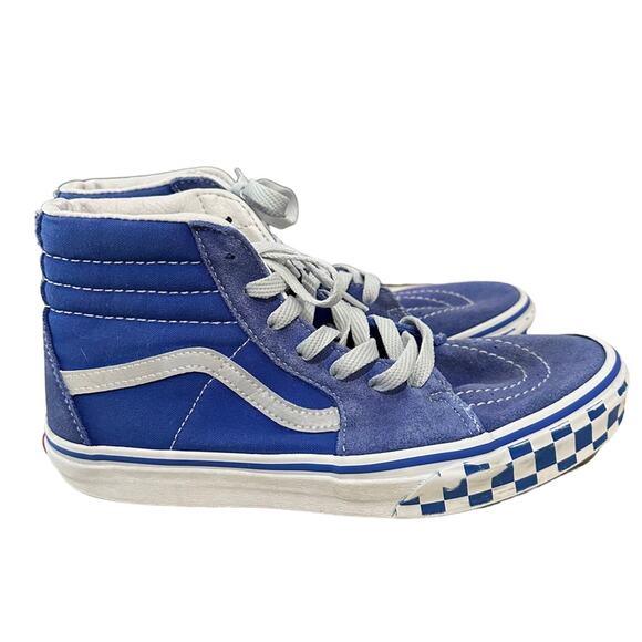 Vans Kids Reflective Sidestripe Sk8-Hi Checkerboard/Dazzling Blue juniors size 6 - Picture 2 of 8